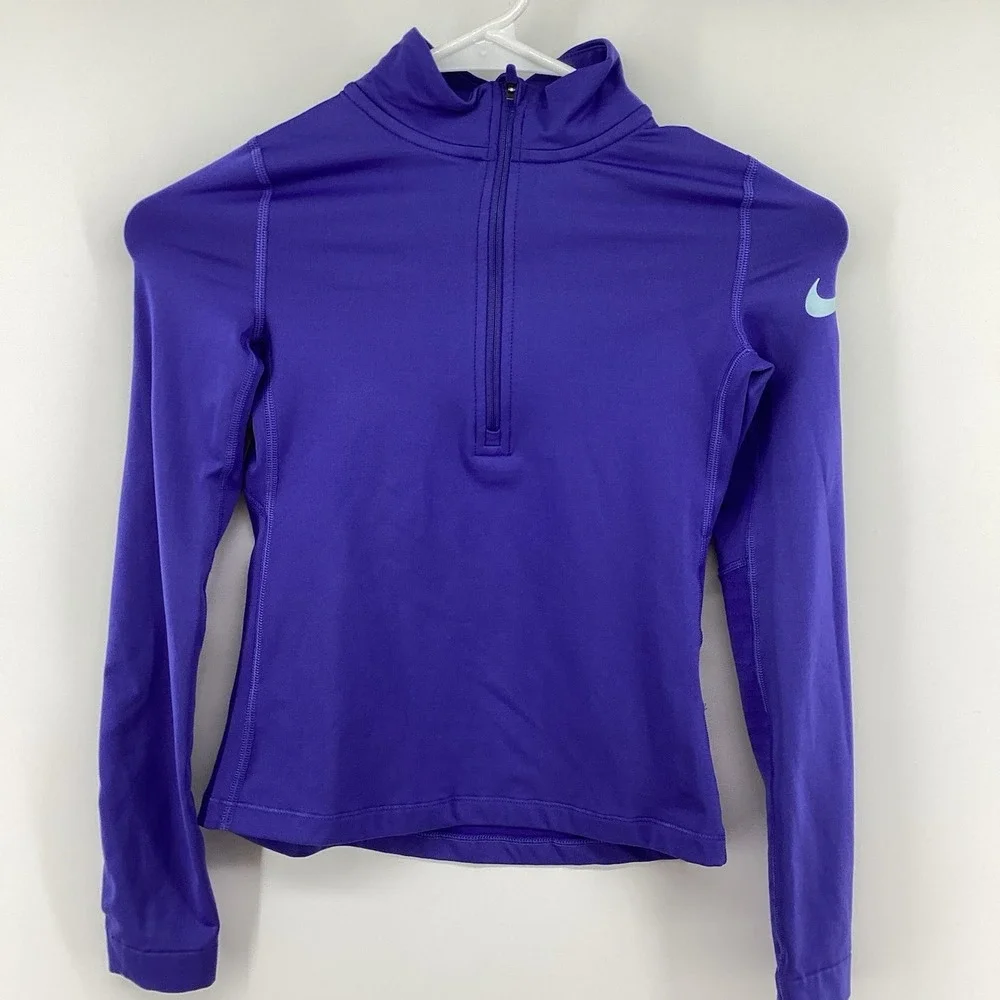 Girls Nike Pro Long Sleeve Performance 1/4 Zip- Small- Purple